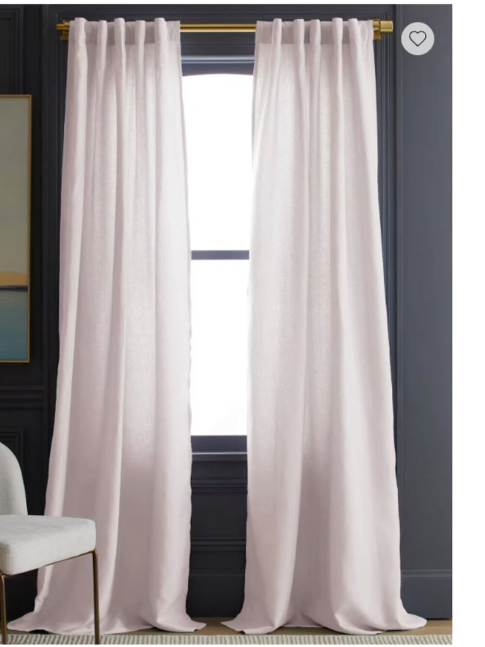 NWOT Quince European Linen Vintage Blush Light Filtering Curtain - 96x108 (34)